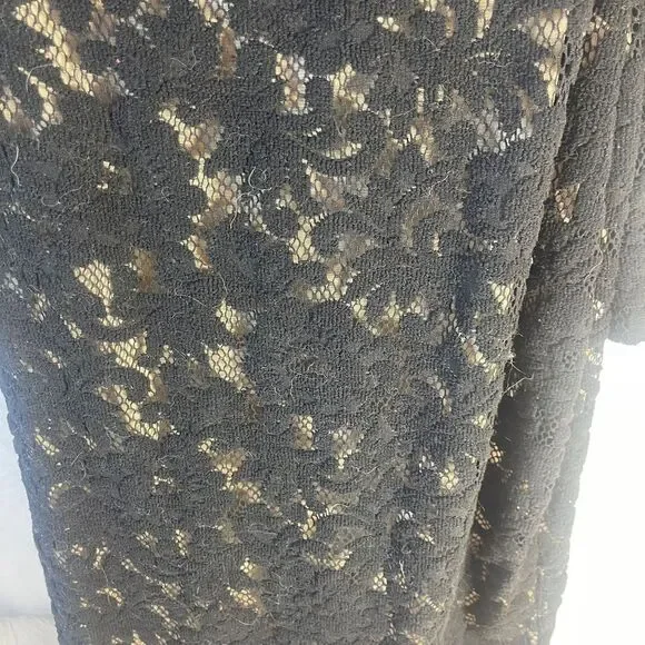 Susan Roselli For Vijack Black Lace Bodycon Long Sleeve Dress Sz 10 - Picture 5 of 8